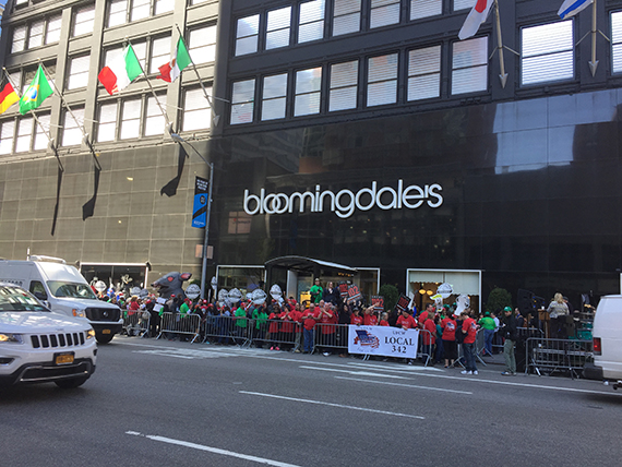Organizing Bloom 1 Local 342 rallied with RWDSU Local 3 for a fair contract at Bloomingdales, 2017.