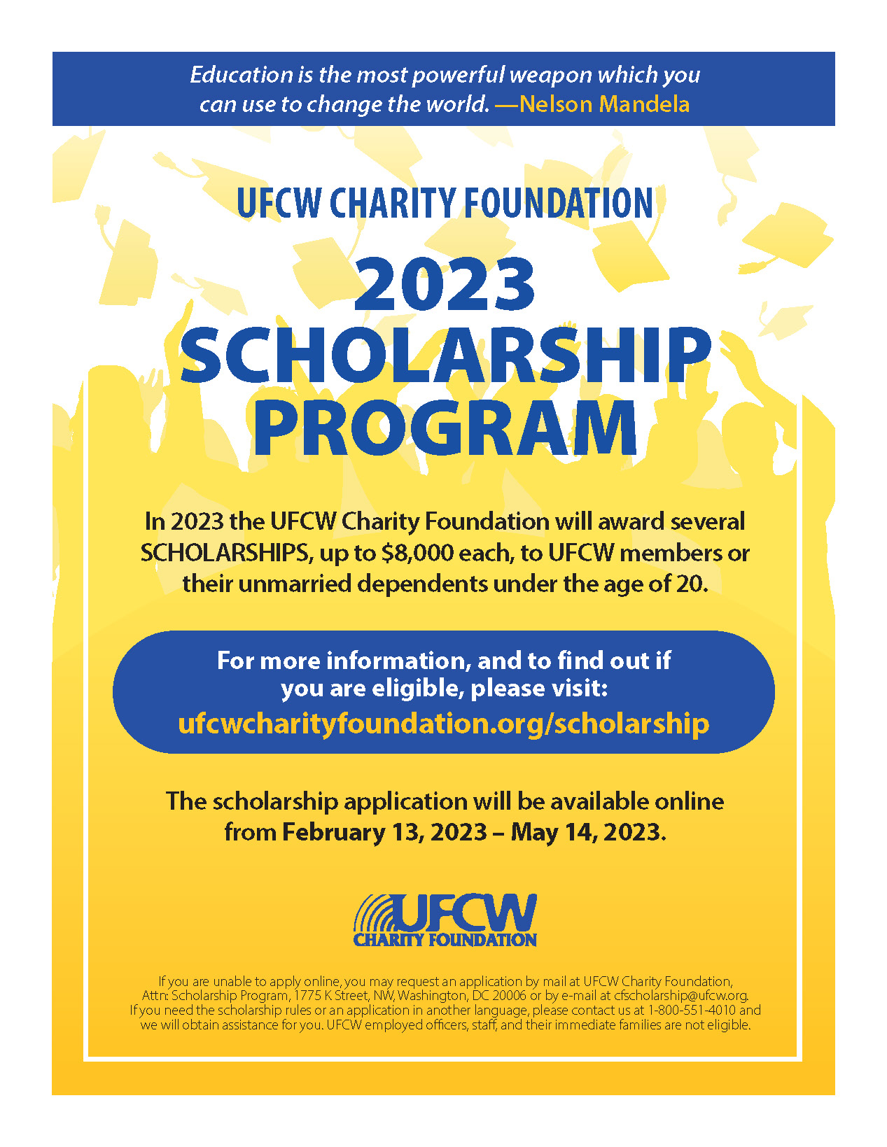 UFCW CHARITY FOUNDATION 2023 SCHOLARSHIP PROGRAM UFCW Local 342